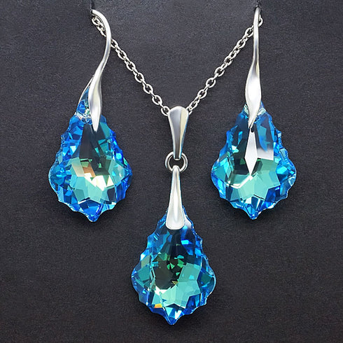 Серебряный комплект "Baroka IV (Aquamarine Blue AB)" с кристаллами Swarovski™